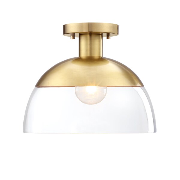 Designers Fountain Rey 13 in. 1-Light Brushed Gold Modern Semi Flush Mount with Clear Glass Shade for Bedrooms D308M-SF-BG - main
